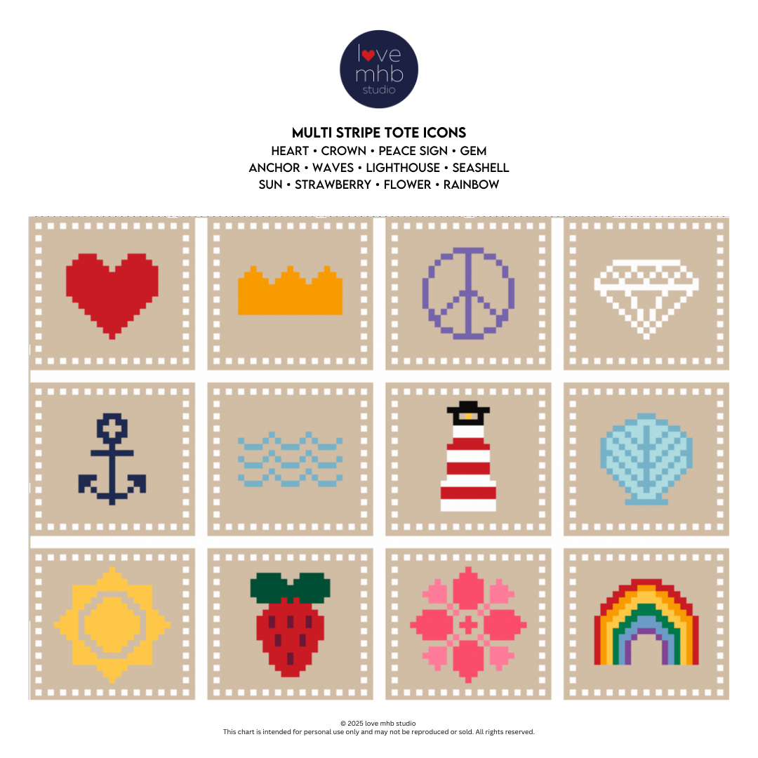 Multi Stripe Tote Icons CHARTS