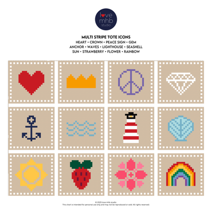 Multi Stripe Tote Icons CHARTS